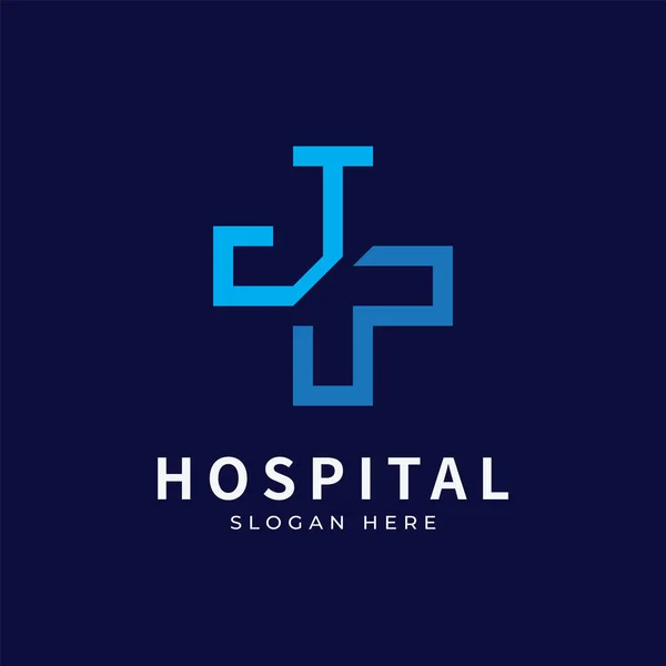 Logotipo Hospital Com Conceito Inicial Design Logotipo Carta Modelo Design — Vetor de Stock