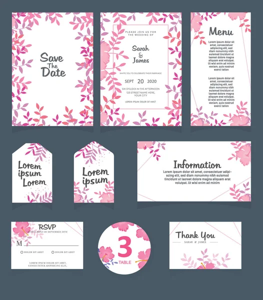 Convite Casamento Card Template Vector Ilustração — Vetor de Stock