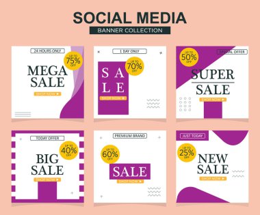 Sosyal medya için modern promosyon kare web pankartı. modern pankart tasarımları.