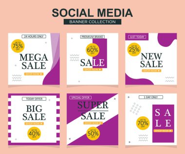 Sosyal medya için modern promosyon kare web pankartı. modern pankart tasarımları.