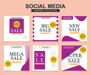 Sosyal medya için modern promosyon kare web pankartı. modern pankart tasarımları.