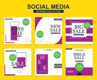 Sosyal medya için modern promosyon kare web pankartı. modern pankart tasarımları.