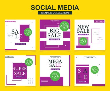 Sosyal medya için modern promosyon kare web pankartı. modern pankart tasarımları.