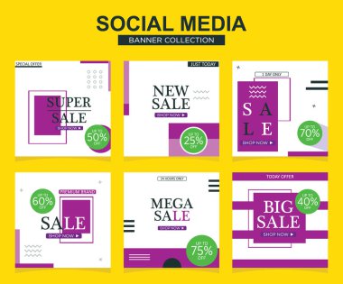 Sosyal medya için modern promosyon kare web pankartı. modern pankart tasarımları.