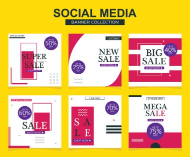 Sosyal medya için modern promosyon kare web pankartı. modern pankart tasarımları.