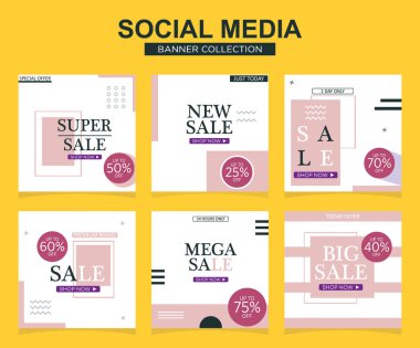 Sosyal medya için modern promosyon kare web pankartı. modern pankart tasarımları.