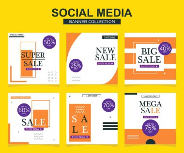 Sosyal medya için modern promosyon kare web pankartı. modern pankart tasarımları.