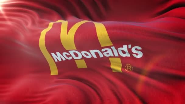 Drapeau Mcdonalds Agitant Sur Soleil Boucle Sans Couture Avec Une — Video