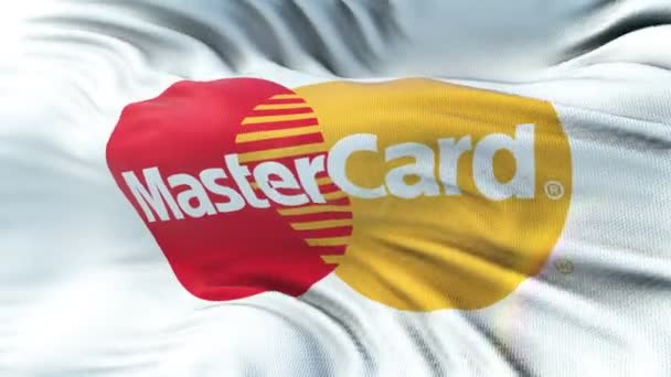 Mastercard Zászló Integet Nap Varrat Nélküli Hurok Rendkívül Részletes Szövet — Stock videók