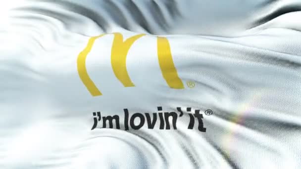 Mcdonalds Flag Waving Sun Seamless Loop Highly Detailed Fabric Texture — Stock Video