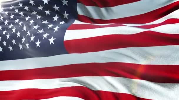 Αμερικανική Σημαία Κυματίζει Στον Ήλιο Αδιάλειπτη Βρόχο Ιδιαίτερα Λεπτομερή Ύφασμα — Αρχείο Βίντεο