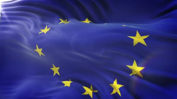 EU FLAG agitant sur le soleil. Boucle sans couture avec une texture de tissu très détaillée. Boucle prête en résolution 4k .