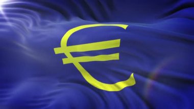 Euro işareti bayrak sallayarak tarih Pzr. Dağlık mufassal kumaş dokusu ile sorunsuz döngü. Hazır 4 k çözünürlükte döngü.