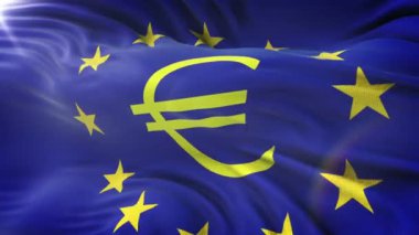 Euro işareti bayrak sallayarak tarih Pzr. Dağlık mufassal kumaş dokusu ile sorunsuz döngü. Hazır 4 k çözünürlükte döngü.