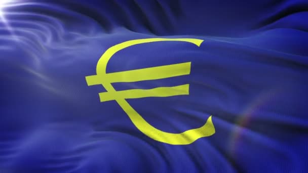 Bandiera Euro Sign Sventola Sul Sole Loop Senza Cuciture Con — Video Stock