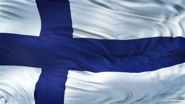 Finlandiya gerçekçi 3d bayrak sallayarak son derece ayrıntılı kumaş ile doku 4 k çözünürlük. 