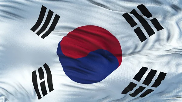 Bandeira Acenar Realista Korea South Com Textura Tecido Altamente Detalhada — Fotografia de Stock