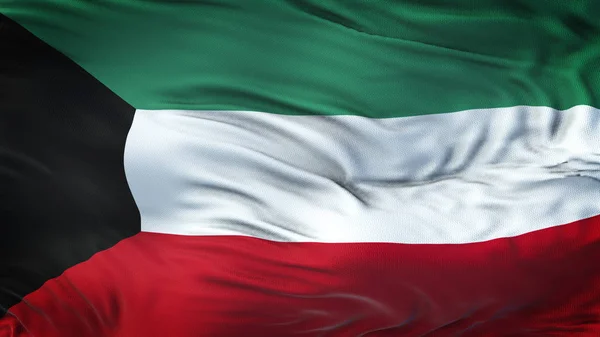 クウェート現実的な の非常に詳細なファブリックと旗を振って 解像度のテクスチャ — ストック写真