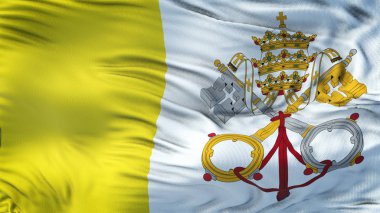 Vatikan şehri gerçekçi 3d bayrak sallayarak son derece ayrıntılı kumaş ile doku 4 k çözünürlük. 