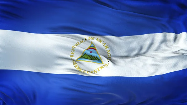 Nikaragua Gerçekçi Bayrak Sallayarak Son Derece Ayrıntılı Kumaş Ile Doku — Stok fotoğraf
