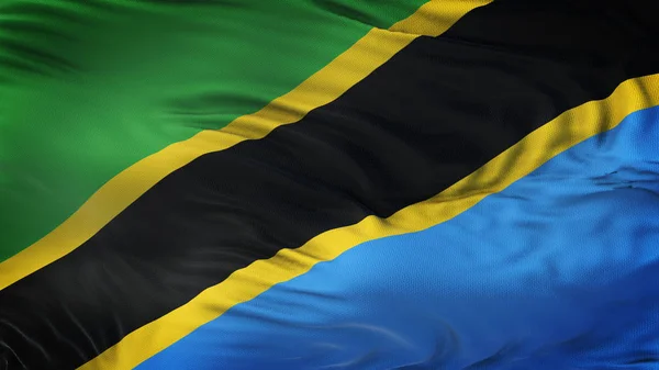Bandiera Sventolante Realistica Tanzainia Con Texture Tessuto Altamente Dettagliata Risoluzione — Foto Stock