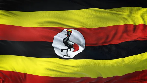 Bandiera Sventolante Realistica Uganda Con Texture Tessuto Altamente Dettagliata Risoluzione — Foto Stock