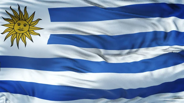 Uruguay Realistiska Vinka Flagga Med Mycket Detaljerade Tyg Textur Upplösning — Stockfoto