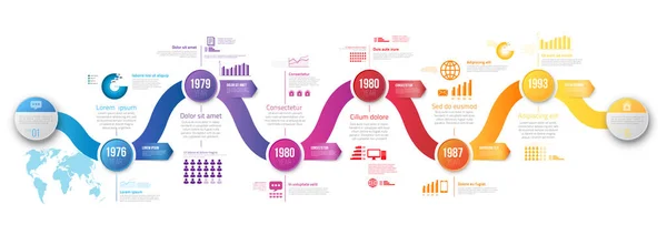 Infographics箭头时间表hystory模板 — 图库矢量图片