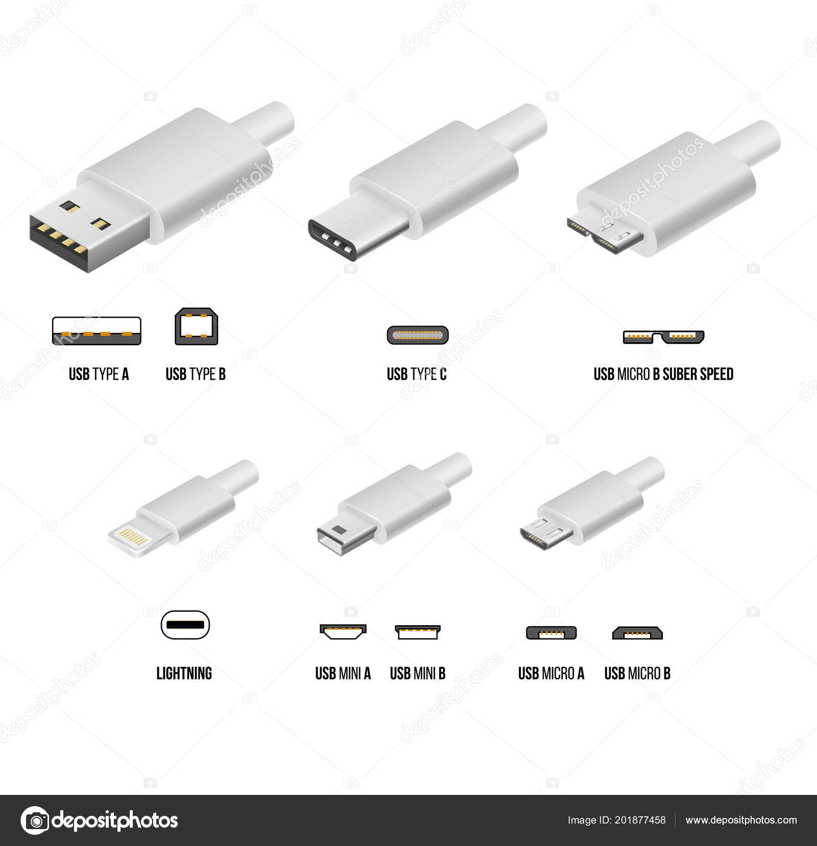 doen alsof reservering Schep USB all type Stock Vector Image by ©iunewind #201877458