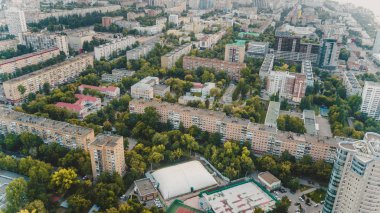 Tipik blok şehir, hava sinek Görünüm paneli beton evler