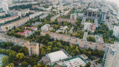 Tipik blok şehir, hava sinek Görünüm paneli beton evler