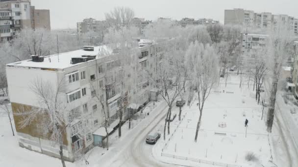 Zimowa antena miasta — Wideo stockowe
