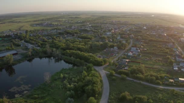 Letecký pohled na vesnici — Stock video