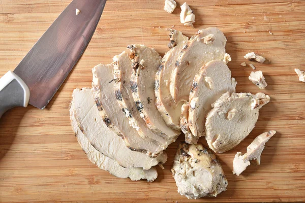 Overhead View Gourmet Sliced Chicken Breast — Stock Photo, Image