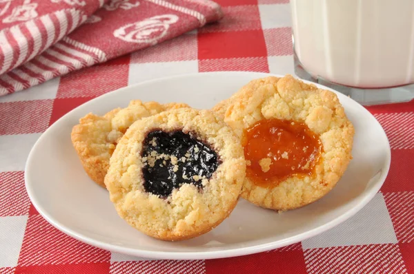 Gastronomische Jam Gevuld Shortbreaat Kruimel Cookies — Stockfoto