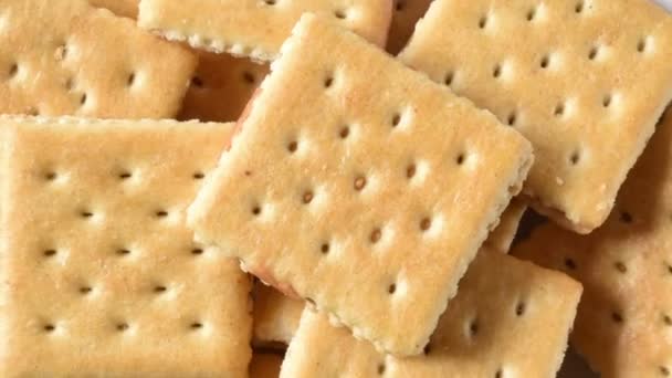 Peanut Butter Crackers Rotating Overhead View — Stock Video