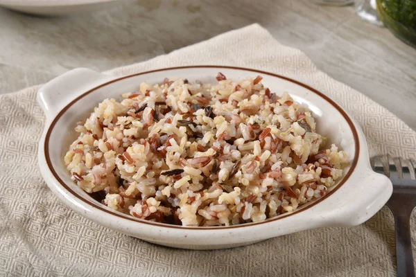Miska Hnědé Červené Divokou Rýží Bio Quinoa — Stock fotografie
