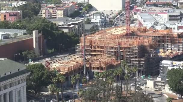 Zoom Novos Projetos Construção Centro Los Angeles — Vídeo de Stock