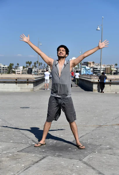 Handsome Young Multi Ethnic Man Throwning His Arms Happiness End — Stock Photo, Image