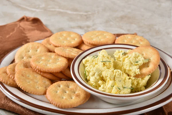 Gourmet Crackers Deviled Egg Small Dish — Stock Photo, Image
