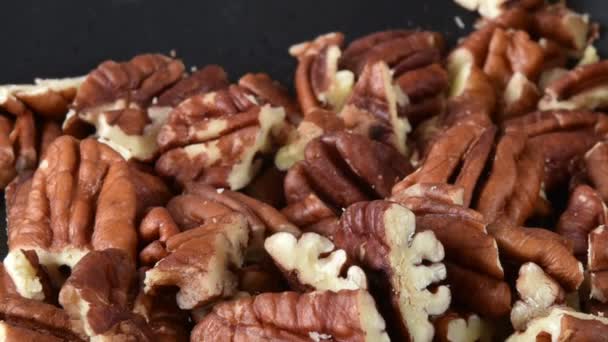 Small Dish Pecan Halves Cutting Board — Stock Video