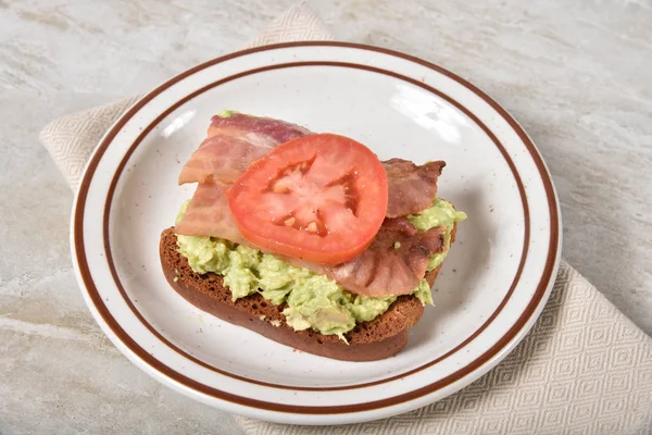 High Angle View Bacon Avocado Sandwich Gluten Free Toast — Stock Photo, Image