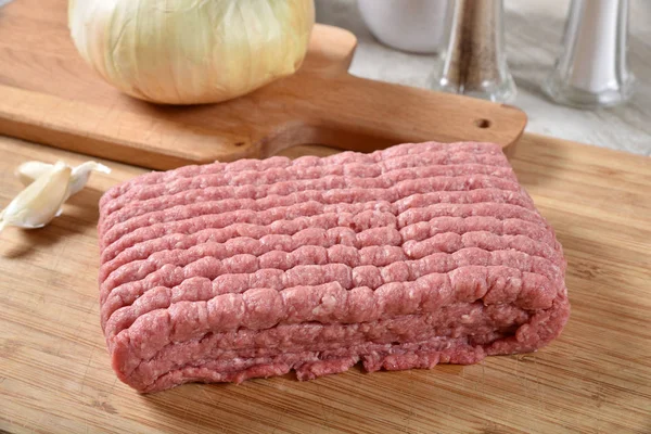 Pound Uncooked Ground Beef Garlic Onion — Stock Photo, Image