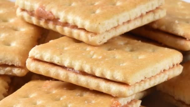 Prato Manteiga Amendoim Sanduíches Biscoito — Vídeo de Stock