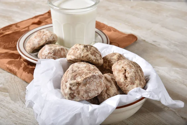 Gourmet Dulce Leche Shortbread Cookies Glass Milk — Stock Photo, Image