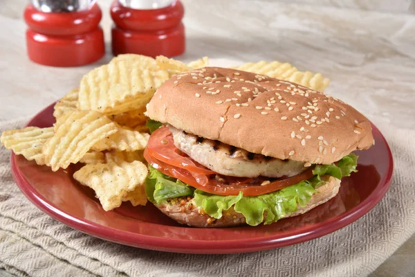 Grilled salmon burger — Stock Photo, Image