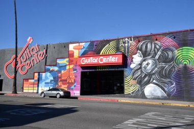 Los Angeles, CA/USA: January 1 2018: Famous Guitar Center where  clipart