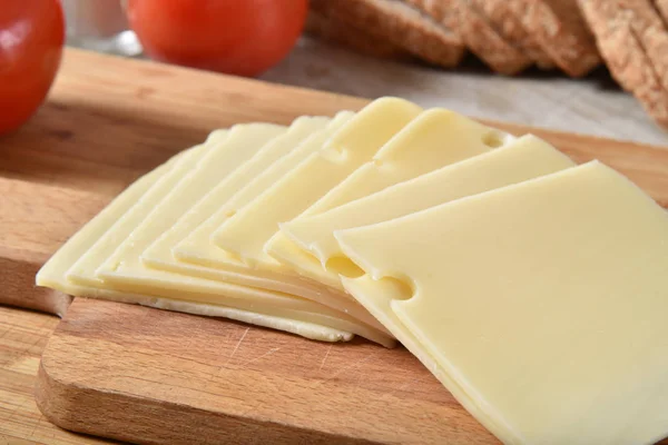 Fresh sliced swiss cheese — Stock Photo, Image