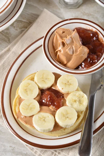 Peanut butter and banana waffles — Stock Photo, Image