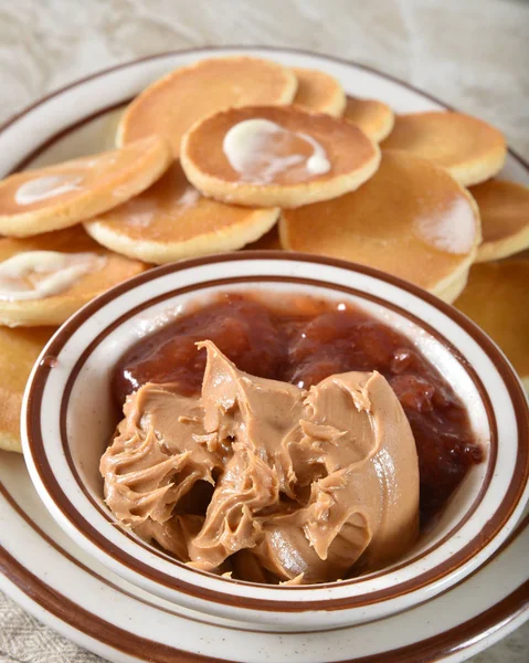 Peanut butter and jelly pancakes — Stock Photo, Image